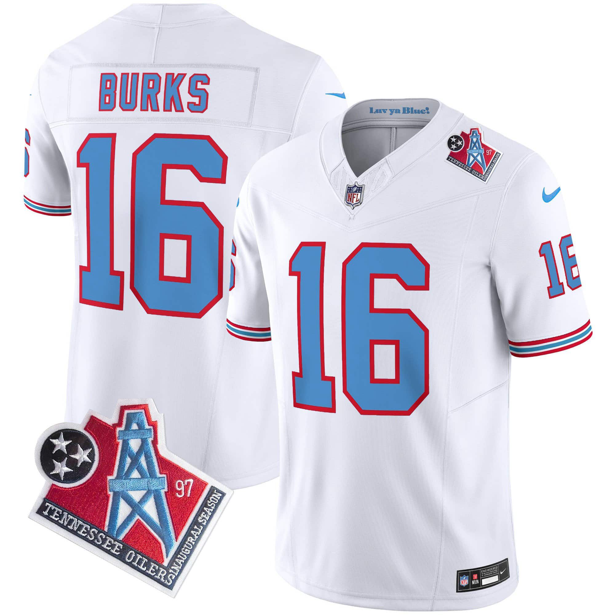 Men Tennessee Titans #16 Burks White 1997 Throwback 2024 Nike Limited Vapor NFL Jersey